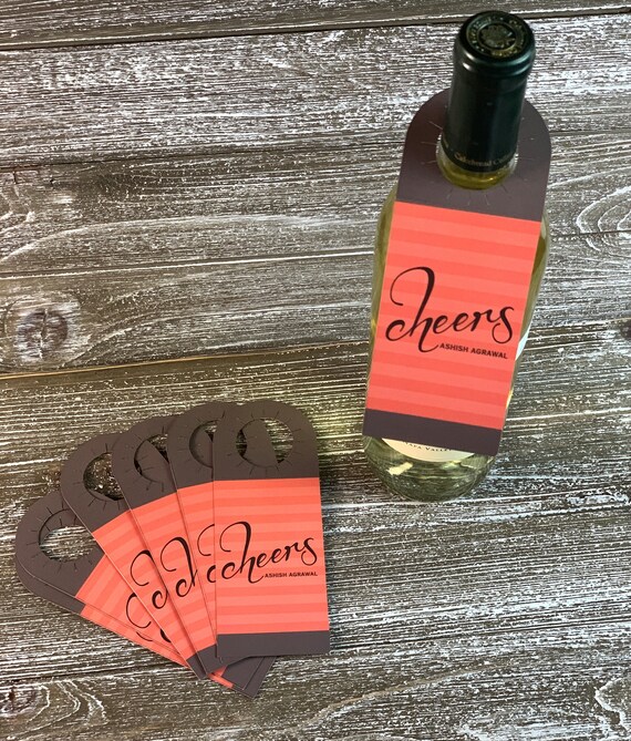 Custom Wine Bottle Neck Tags Geometric Pattern Personalized | Etsy