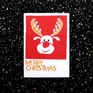 Kerstkaart - rendieren illustratie - Rudolf de rode neus rendieren - Merry Christmas