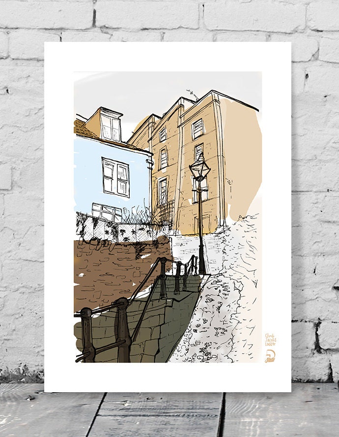 Art giclee print Clifton Wood Bristol UK. Street Etsy