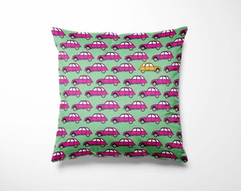 2CV Citroen Pattern Velvet Square Cushion 45cm
