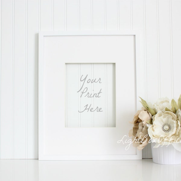 White Frame w/ Flowers / Styled Stock Photography / Product Background / Digital Image