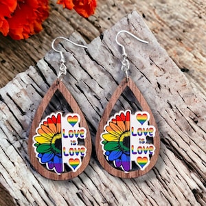 Pride; Love is Love; Pride Month; Rainbow; Drop Earrings; Dangle Earrings;