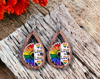 Pride; Love is Love; Pride Month; Rainbow; Drop Earrings; Dangle Earrings;