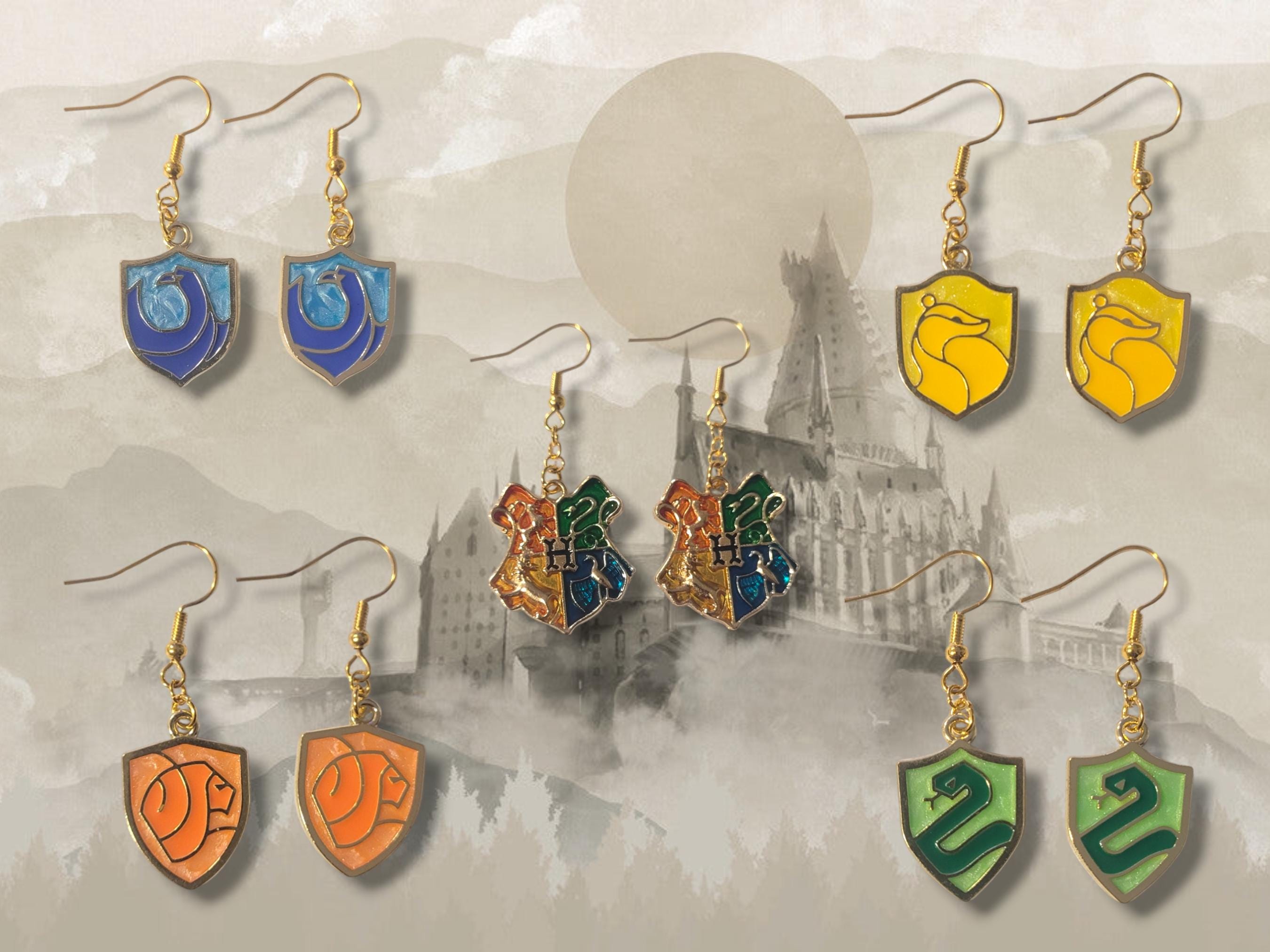 Potter; House; HP; Sorting Hat; Gryffindor; Hufflepuff; Slytherin; Ravenclaw;Drop Earrings; Dangle Earrings;