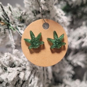 Leaf Earrings; Studded Earrings; Resin Studs; Bright Colors; 420; Mary Jane Earrings