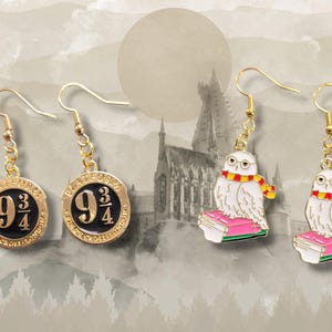 Potter; Hedwig; HP; Platform; Drop Earrings; Dangle Earrings;