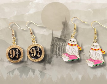 Potter; Hedwig; HP; Platform; Drop Earrings; Dangle Earrings;