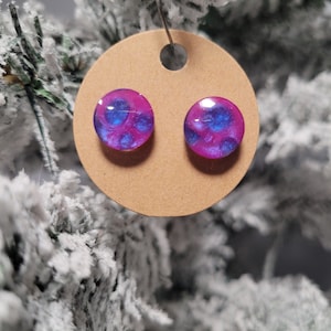 Galaxy Earrings; Studded Earrings; Resin Studs; Gemstone Jewelry; Bright Colors