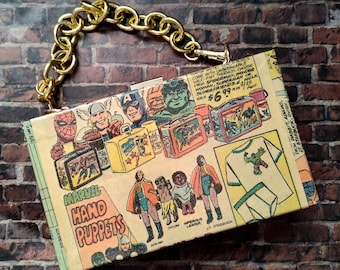 Upcycled Comic Statement Bag featuring Retro/Vintage Comic Advertisement