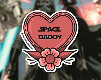 Space Daddy - Star Wars Inspired Heart Shaped Vinyl Sticker