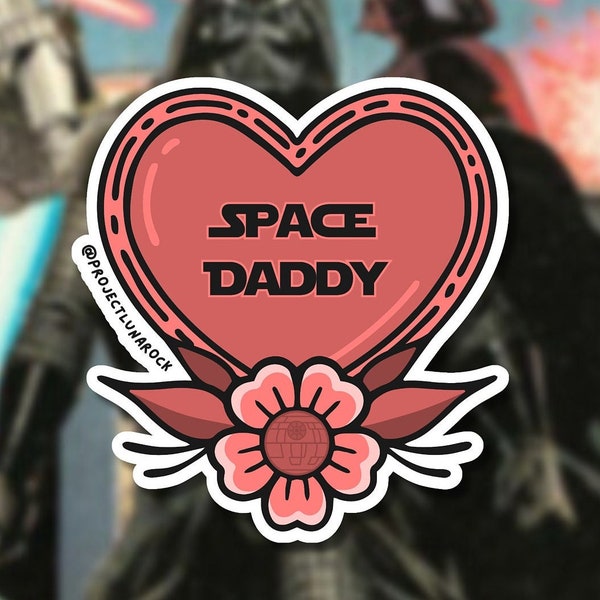 Space Daddy - Star Wars Inspired Heart Shaped Vinyl Sticker