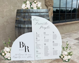 Half Arch Wedding Sign Set | Half Arch Welcome Signs | Acrylic Wedding Signage | Welcome Sign | Seating Chart | Table Signs