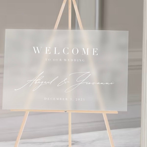 Frosted Acrylic Wedding Sign | Frosted Wedding Signage | Frosted Welcome Sign | Modern Acrylic Wedding Signs