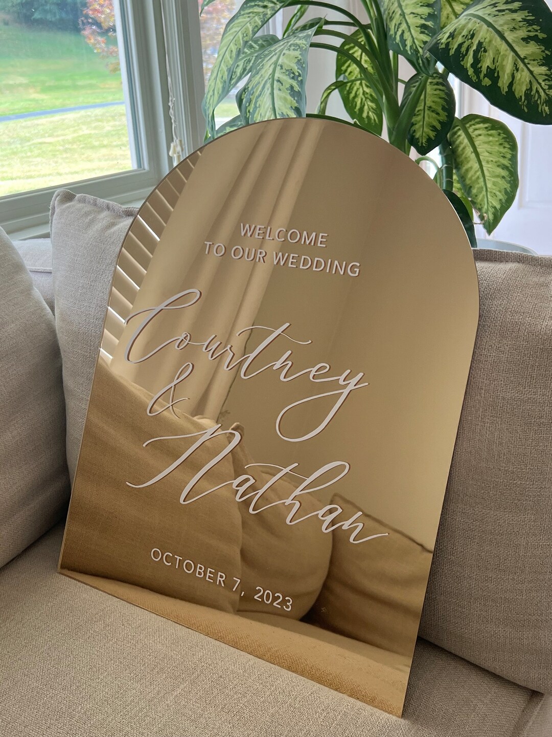 Arched Wedding Sign Gold Mirror Sign Gold Mirror Etsy