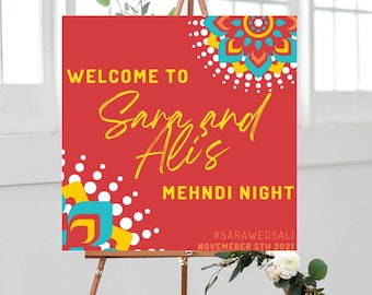 Mehndi/Dholki/Sangeet/Mayoon Wedding Welcome Sign