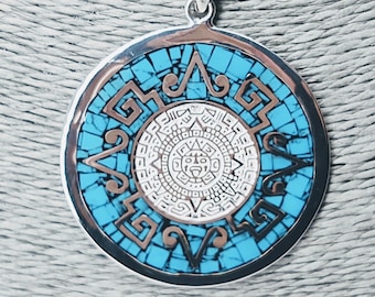 Unisex Vintage Sterling Silver .925 Aztec Calendar