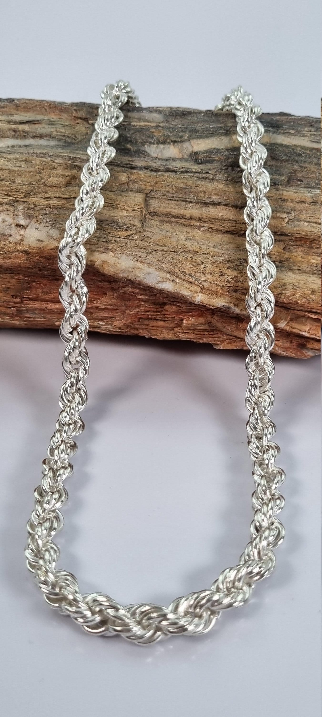 Men 9.25 Sterling Silver Heavy Rope Chain Handmade Etsy