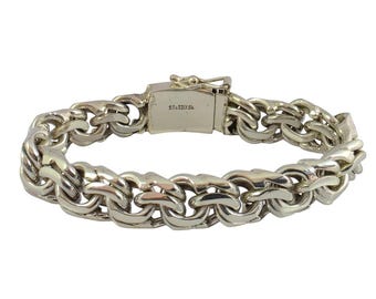 Heavy Silver Link Bracelet for Men & Women, 15mm Wide Franco Chain Bracelet with Box Clasp, Chunky Statement Jewelry, Gift for Him