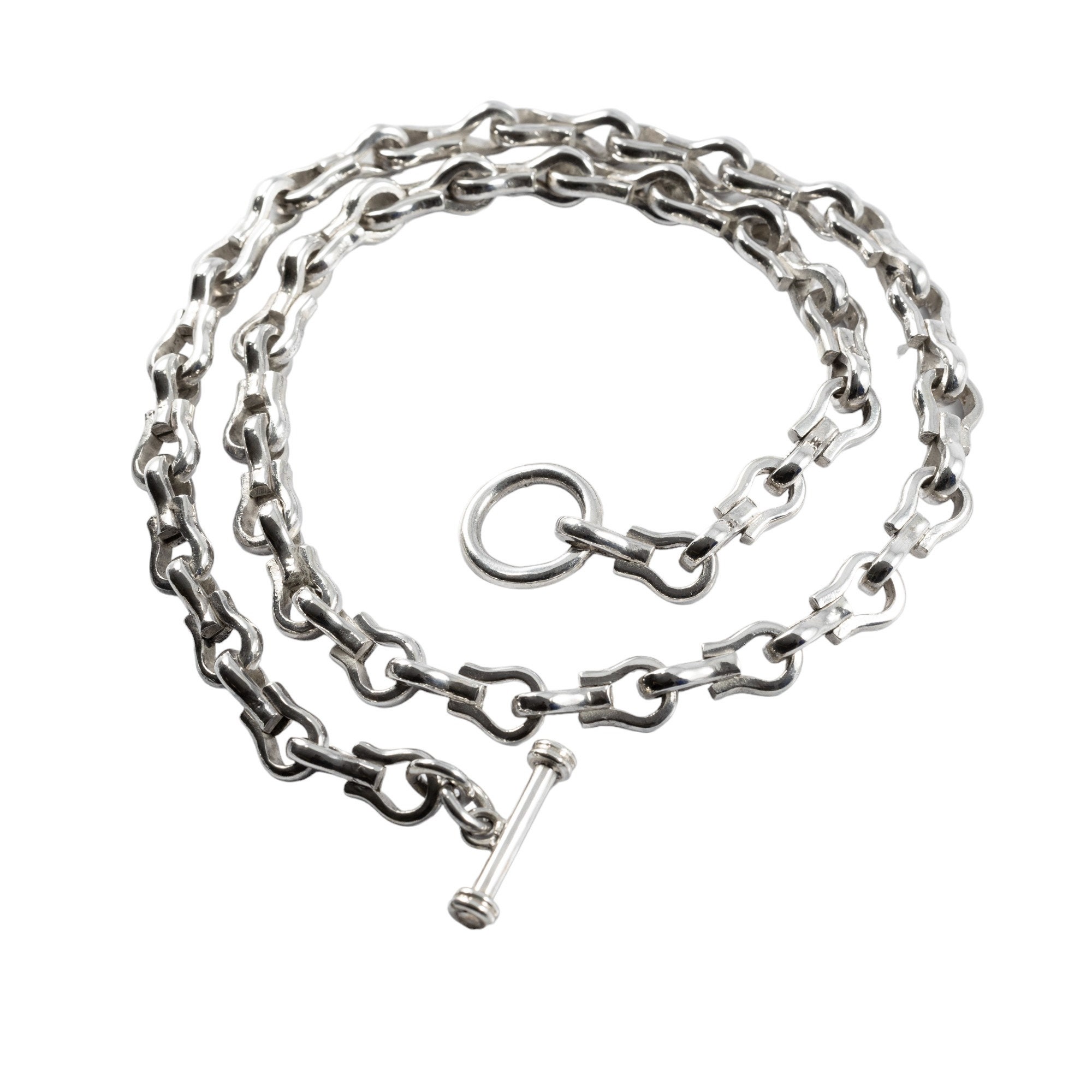 Solid Stainless Steel Horseshoe Link Chain - 25 Inch Length - Pre-Owned