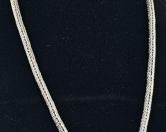 Herren-Weizenkette aus Sterlingsilber, handgefertigte geflochtene Halskette aus 925er Silber, 60 cm langer Kastenverschluss, schwere, gewebte Kette