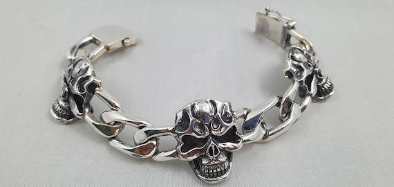 ブレスレット WILLIE and DUFFY Skull chain bracelet silver 925 handmade Amazon.com: Skull Bracelet, 925 Sterling Silver Chain