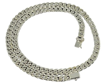 Herren-Halskette aus 925er Sterlingsilber im kubanischen Gliederkettenstil, 65 cm (25,6 Zoll), 8 mm, handgefertigt in Mexiko