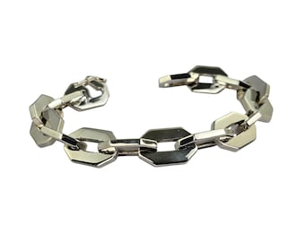 Herren-Gliederarmband aus Sterlingsilber, handgefertigte Kette, schweres 925er Silberarmband, moderner Statement-Schmuck