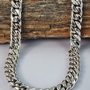 Herren 925 Sterling Silber sehr dicke und schwere kubanische Gliederkette handgefertigt