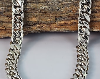 Men 925 Sterling Silver very Thick and heavy cuban link chain handmade