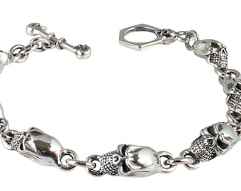 Massives Armband mit Totenkopf-Motiv aus 925er Sterlingsilber