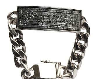 Maya-Kukulkan-Silberarmband, handgefertigtes Sterlingsilberarmband mit Quetzalcoatl