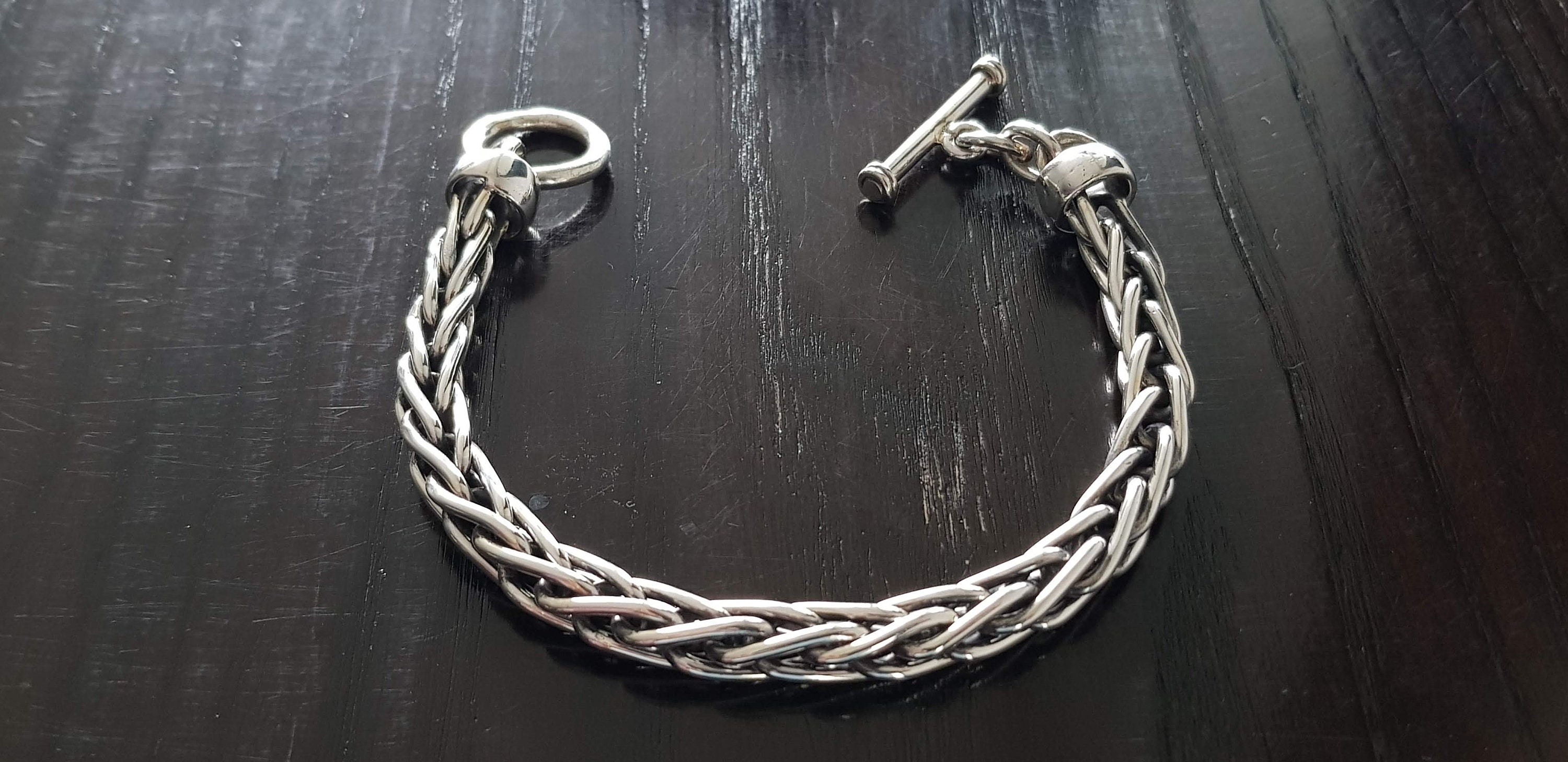 Mens .925 Sterling Silver Heavy Rope Bracelet handmade. Etsy