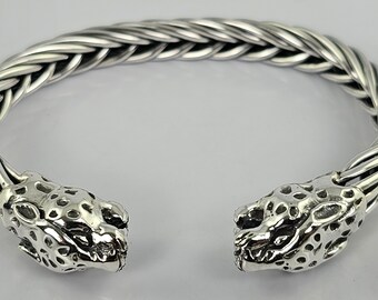 Men 925 Sterling silver Jaguar bracelet handmade.