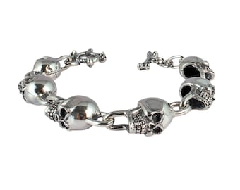 Schweres Armband mit Totenkopf-Motiv aus 925er Sterlingsilber