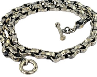 Hufeisenförmige Gliederkette aus Sterlingsilber für Herren, handgefertigte Halskette aus 925er Silber, Western-Schmuck, 55 cm
