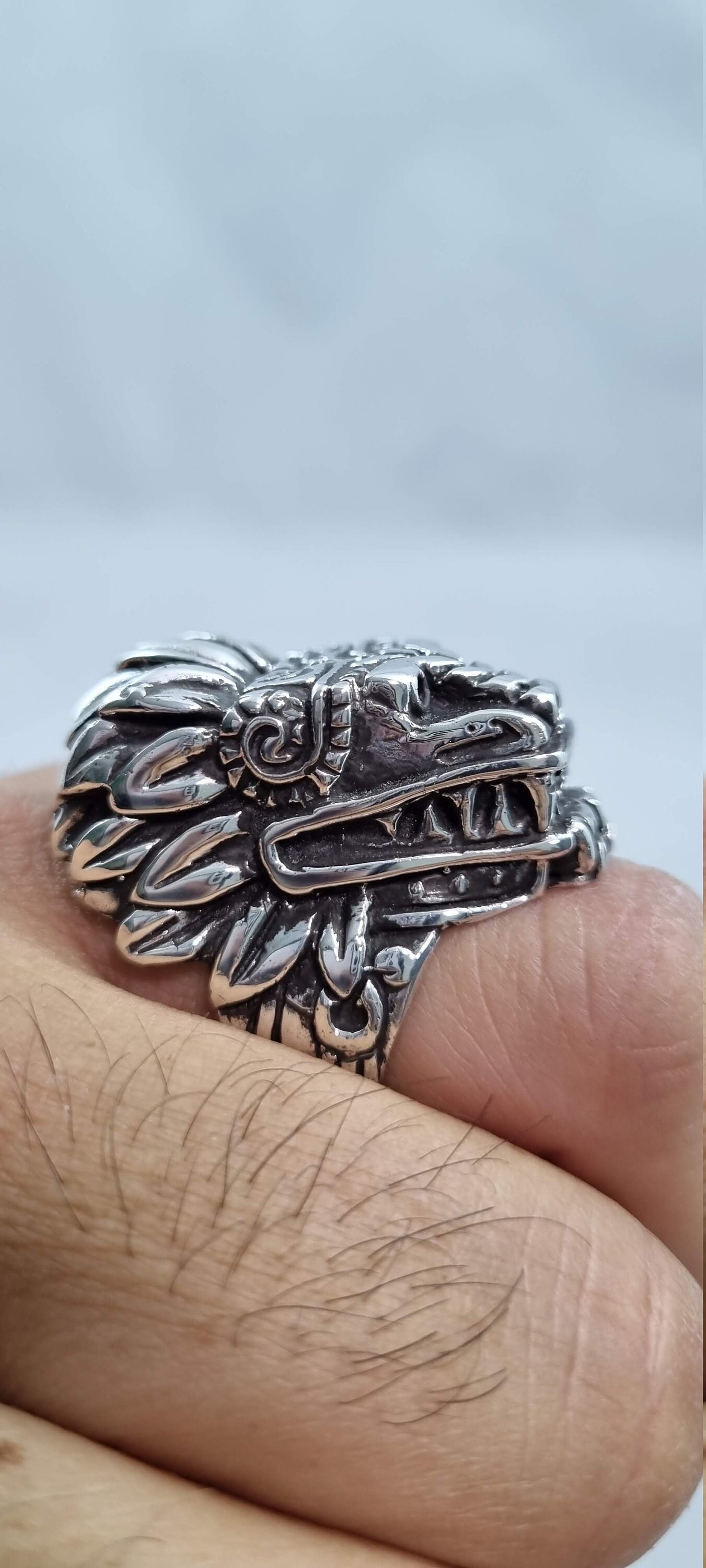 Men 925 Sterling silver Quetzalcoatl Ring handmade Etsy
