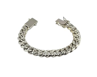 Herren-Armband aus 925er Sterlingsilber mit strukturierten kubanischen Gliedern
