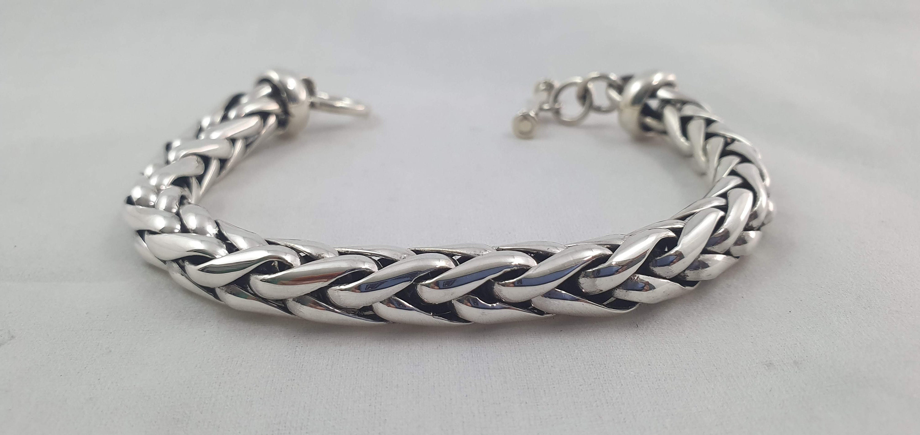 Men 925 Sterling Silver Thick and Heavy Rope Chain Link Bracelet