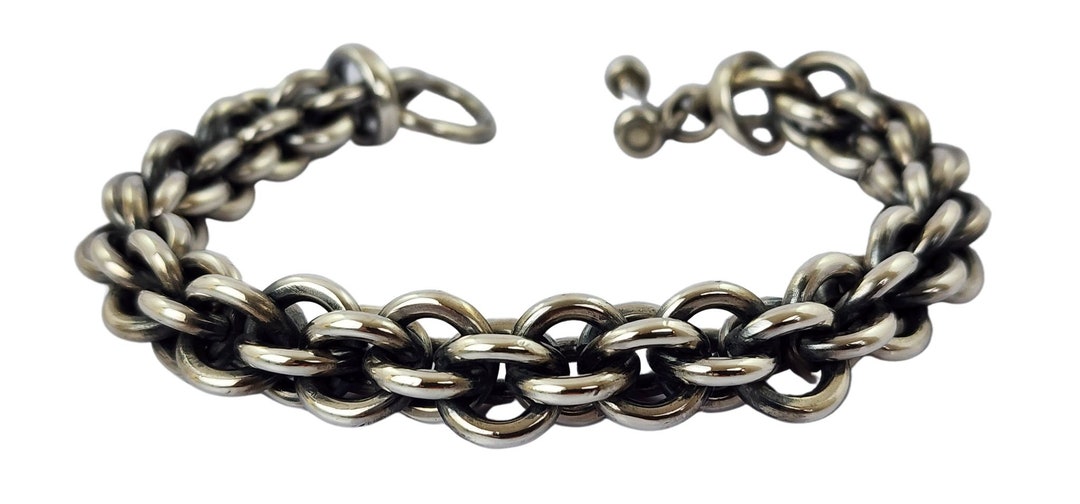 Men 925 Sterling Silver Chain Link Rings Bracelet T Clasp Handmade. Etsy
