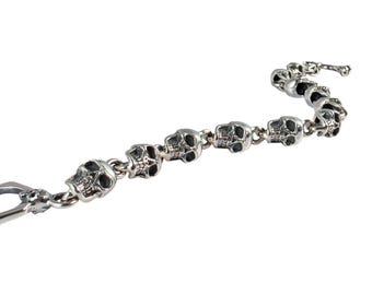 Massives und schweres Armband mit Totenkopf-Motiv aus 925er Sterlingsilber