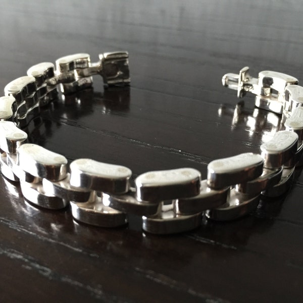 Thick and Heavy 925 Sterling silver Bracelet inspired Rolex model for men.