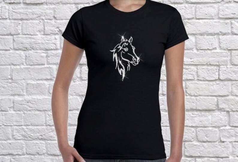 Rhinestone Horse T Shirt Horse Riding Shirts Riding Shirts Etsy