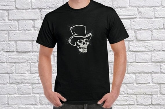 Top Hat Skull T-Shirt Custom Rhinestone 