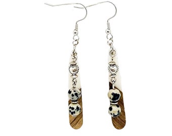 Dalmatian Jasper Stone Paddle Earrings