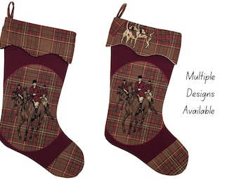 Equestrian Christmas Stockings, Holiday Stockings, Fox Hunting Themed Decor