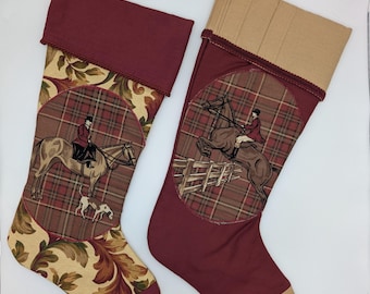 Equestrian Christmas Stocking: Handmade Fox Hunting Decor