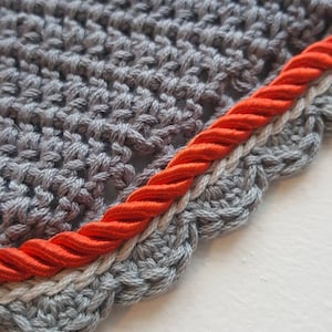 Grey Horse Fly Bonnet / Fly Veil / Horse Ear Bonnet with Red and Grey Trim