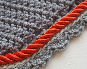 Grey Horse Fly Bonnet with Red and Grey Trim