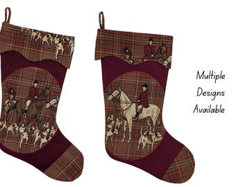 Equestrian Christmas Stockings, Holiday Stockings, Fox Hunting Themed Decor