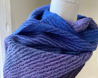 Bufanda tejida a mano, Bufanda de algodón y lana, Bufanda de mujer, Bufanda azul